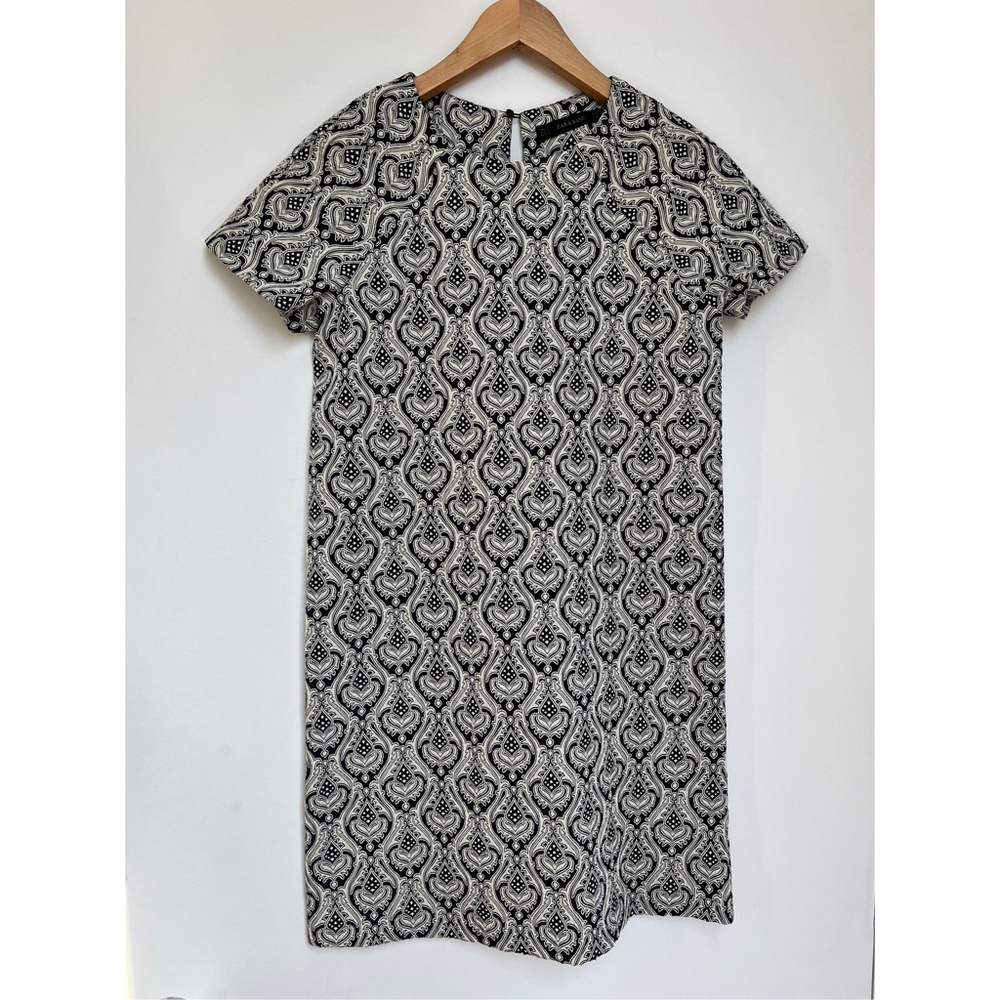 Zara geometric pattern tunic dress black and white